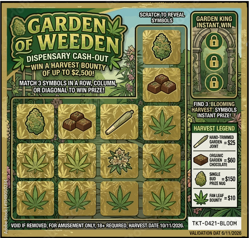 Cannabis Dispensary Scratch Off Lottery Ticket
