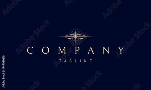 A vector golden logo featuring a star placed over a globe, symbolizing global vision, guidance, exploration, and worldwide connection in a clean minimal style.