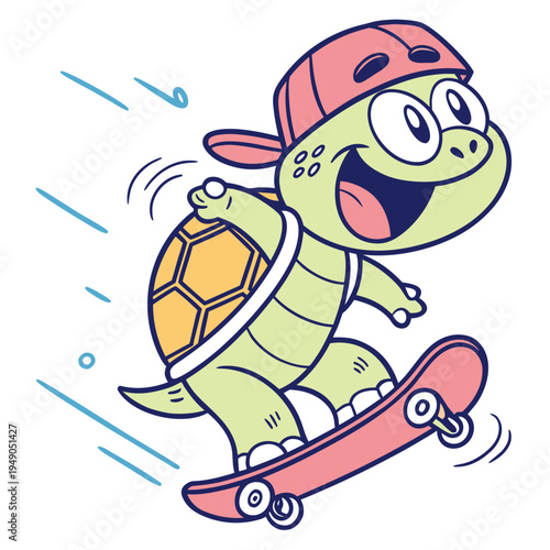 Playful Skate Turtle Mascot
