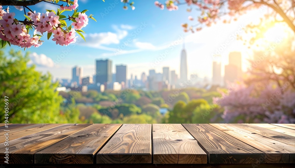 Fototapeta premium 都会のオフィスビル街の背景画像 春の温かいイメージ