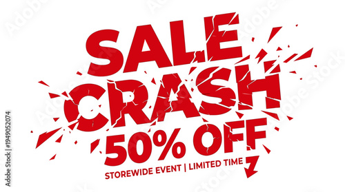 Sale Crash 50% Off Red Burst