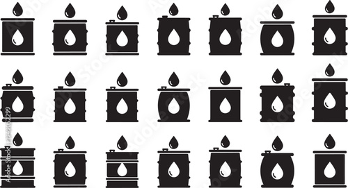 Black oil lamp icons on white background pattern design