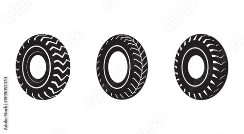 Three different tire designs for various vehicle types and uses  automotive industry and transportation solutions