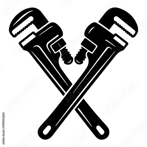 Crossed Industrial Pipe Wrenches Vector