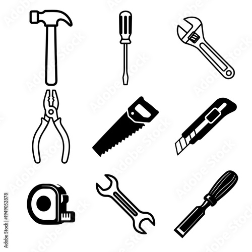 Essential Hand Tools and Hardware Vector Collection