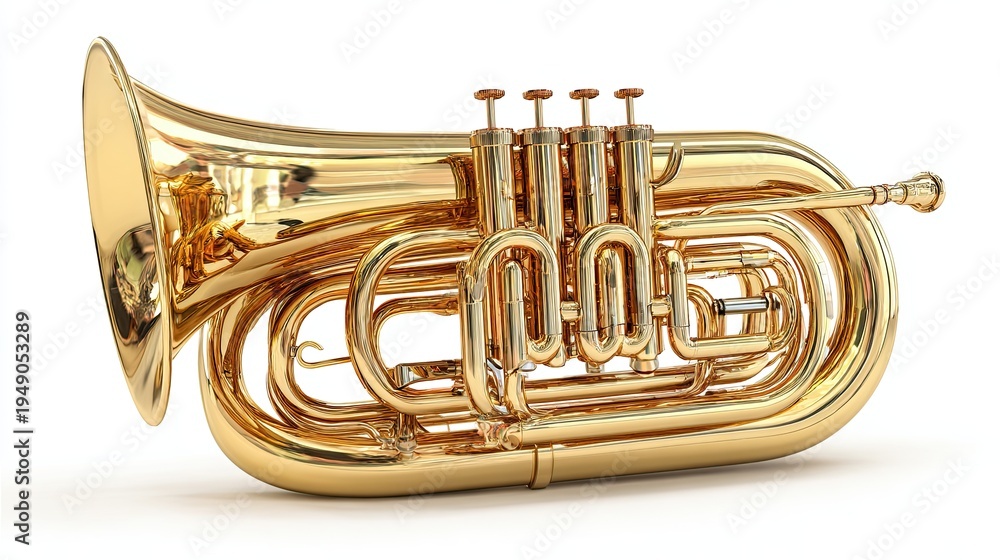 Obraz premium Golden shiny new tubular musical instrument isolated on white background.