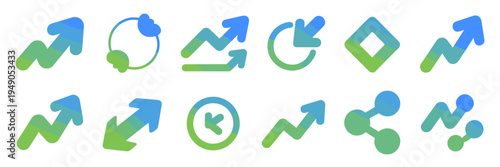 Growth and engagement arrow icons – For social media strategy tools.