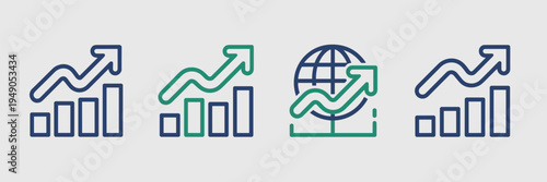 Economic recovery arrow icon set – Ideal for financial reports.