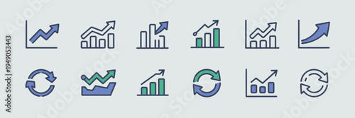 Financial recovery and growth icons – Great for business dashboards.