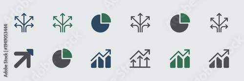 Portfolio diversification arrow icons – Ideal for wealth management.