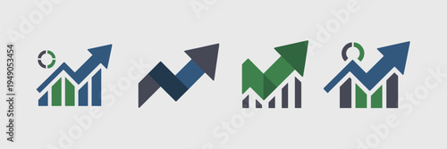Investment growth arrow icon set – Great for trading platforms.