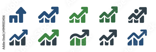 Stock market growth arrow icons – Ideal for fintech applications.