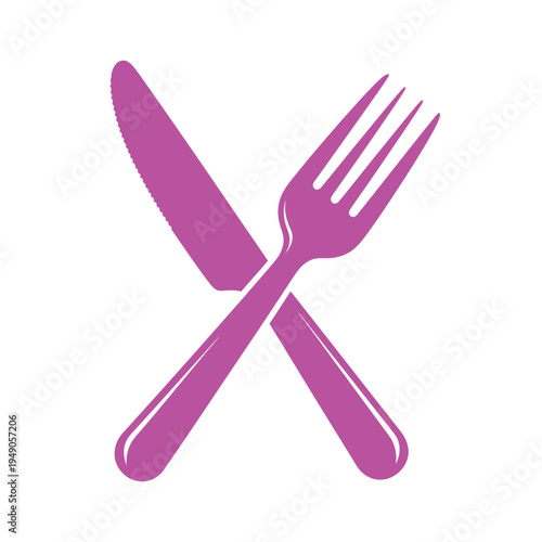 Crossed purple fork and knife icon