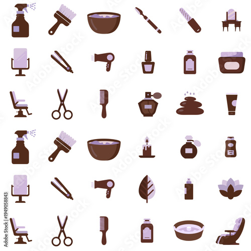Set of beauty and wellness icons for spa and salon concepts