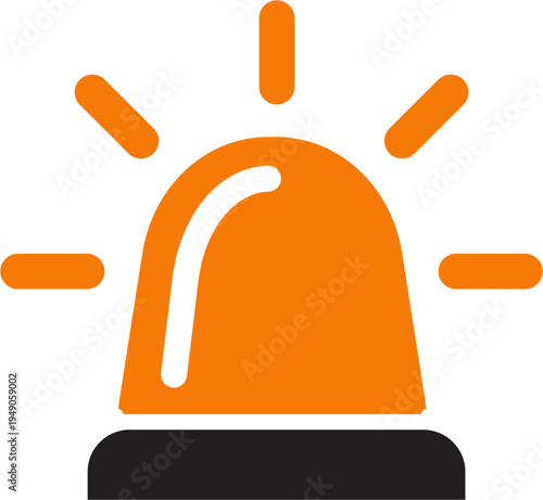 Flat Vector Icon of Orange Emergency Siren Light