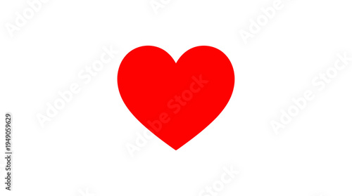 Red heart shape on a plain white background symbolizing love and affection in a simple yet striking design product shot isolated