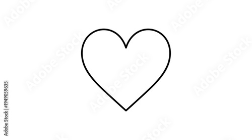 Simple outline of a heart shape in black on a clean white background showcasing minimalistic design alpha channel with white background