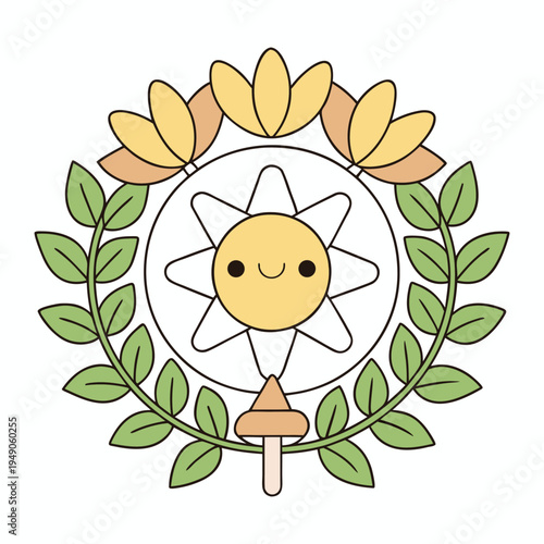 A serene illustration of the Blessed Sacrament surrounded by gentle leaves, symbolizing faith, peace, and spiritual growth in a calm, reverent setting.
