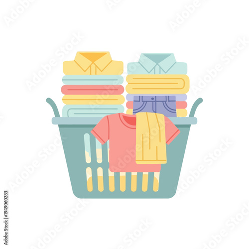 Laundry Basket with Folded Clothes Icon

