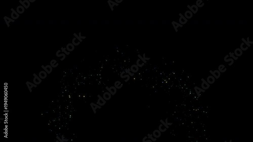 キラキラしたパーティクルが中心から爆発する、4K画質、背景透過のループ素材