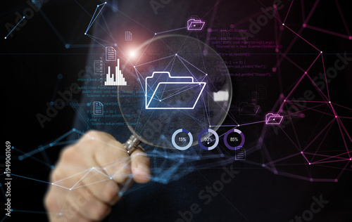 mano, lente, lente di ingrandimento, controllo, dati, verifica dati, assistenza informatica, 