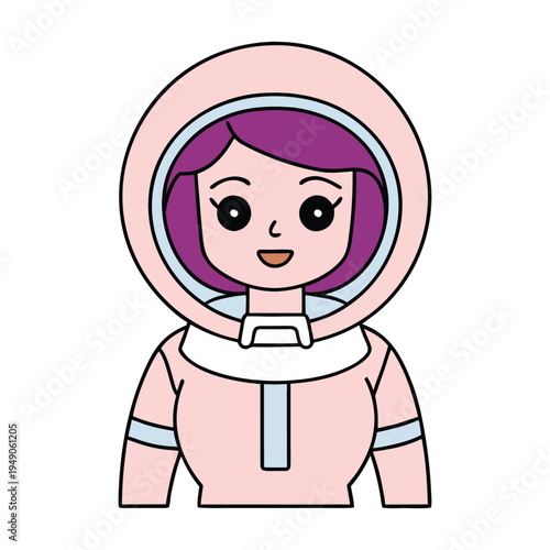 A brave woman astronaut floats in space, wearing a detailed spacesuit and helmet. She explores the universe with courage and curiosity, surrounded by stars, planets, and the beauty of the cosmos. 