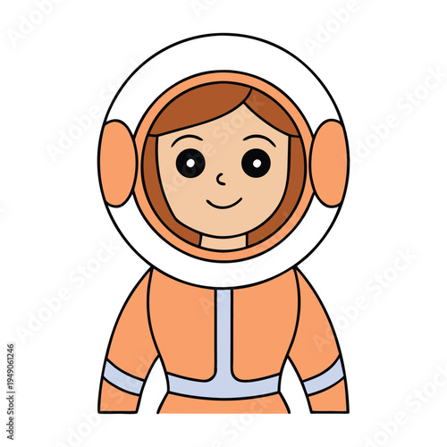 A brave woman astronaut floats in space, wearing a detailed spacesuit and helmet. She explores the universe with courage and curiosity, surrounded by stars, planets, and the beauty of the cosmos. 