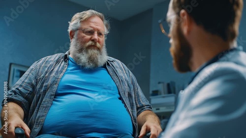 Doctor talks to patient about health concerns in clinic during consultation