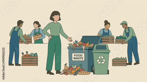 People Managing Fresh Produce and Food Waste in a Sustainable Setting