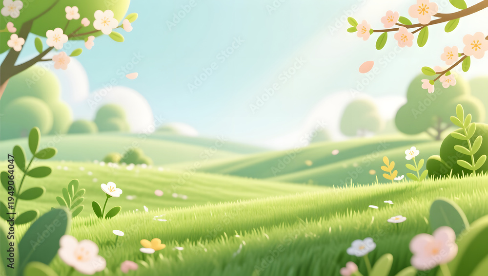 Fototapeta premium Fresh green grass natural background in spring