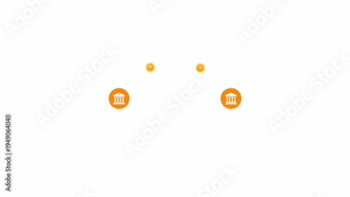 Digital payment transfer from bank to bank animation on transparent background, Online money transfer animation with alpha channel