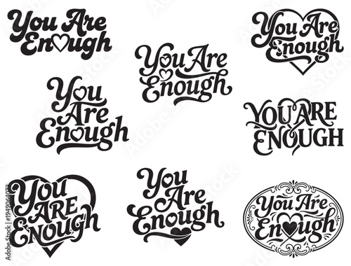 YOU ARE ENOUGH TYPOGRAPHY SILHOUETTE