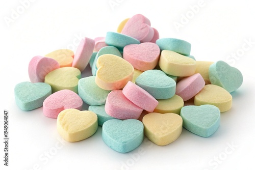 Pastel candy hearts isolated PNG, sweet conversation hearts for Valentine s Day and love themed designs