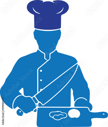 Chef preparing food in a professional kitchen setting with culinary tools