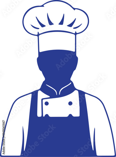 Chef wearing traditional white hat and apron with face obscured