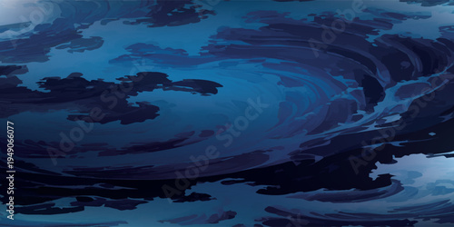 Abstract Blue Swirls and Dark Hues Creating a Dynamic and Mysterious Visual.