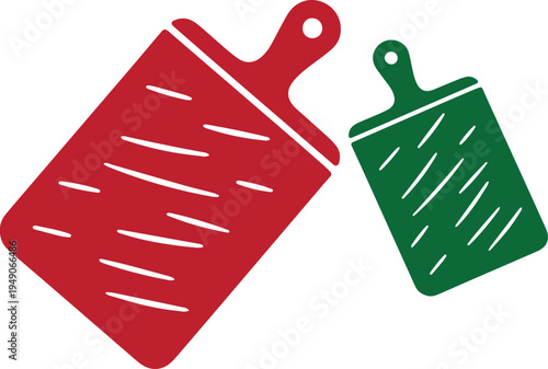 Two kitchen cutting boards with contrasting colors and textures