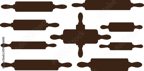 Assorted rolling pins and pastry tools arranged in a visually appealing manner