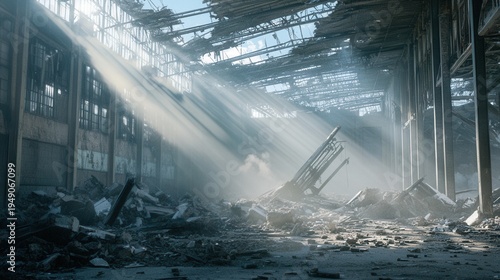 Destroyed Warehouse Interior After Devastating Blast