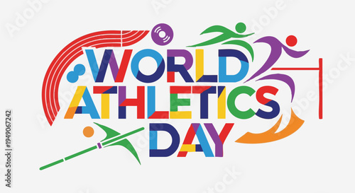 World Athletics Day logo in colorful vibrant lighting with dynamic abstract shapes for sports marketing