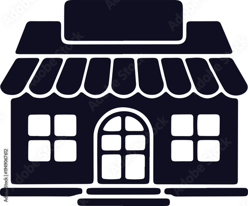 A stylish illustration of a quaint retail storefront with an awning.