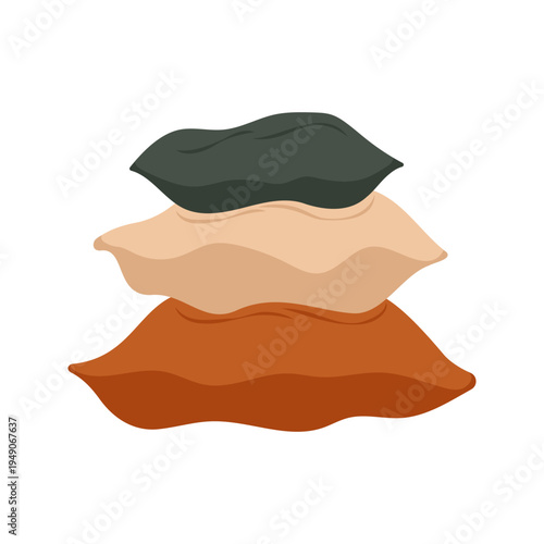 Various colorful decorative throw pillows and cushions flat illustration