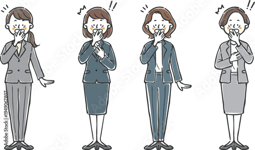 びっくりしているビジネスウーマン　全身　ベクター