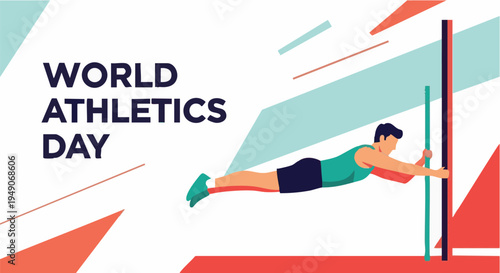 Man doing push-ups athletic sporty illustration for World Athletics Day in flat design with bold colors