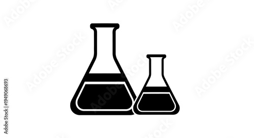 Two Laboratory Flasks, Science Equipment, Chemical Glassware, Research, Experiment