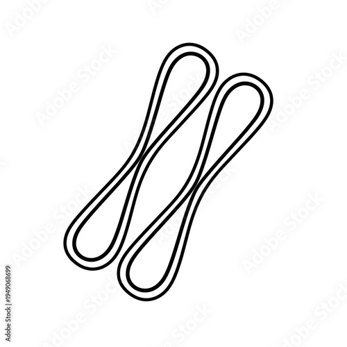 Two intertwined black rubber bands on a white background, simple graphic illustration