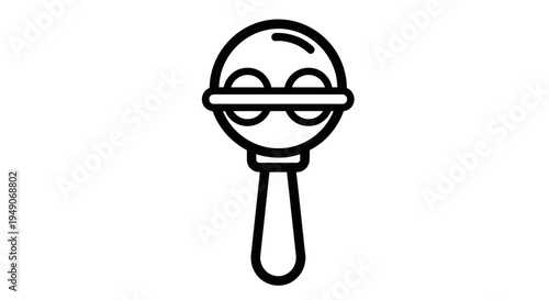 Simple Line Art Icon of a Rattle Toy
