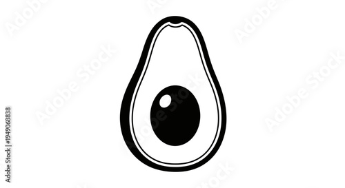 Simple Black and White Avocado Icon, Healthy Food Symbol, Minimalist Graphic