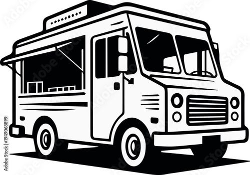 Food truck with serving window and counter