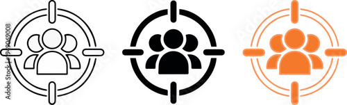 Customer profiling crosshair with three account icons